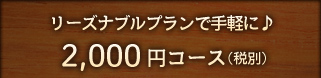 『リーズナブルプランで手軽に♪』2,000円コース（税別）